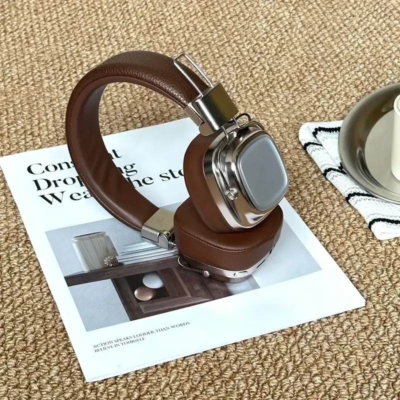 Wireless 5, 4 Headphones, Vintage-Style, Newly Upgraded, Long Battery Life, Ultra-Lightweight, Comfortable to Wear, Push Button Control,