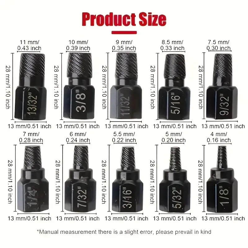 10pcs Metal Nut Removal Tool Set - Hex Bolt & Multi-Tooth Screw Extractor Kit for Home DIY Projects