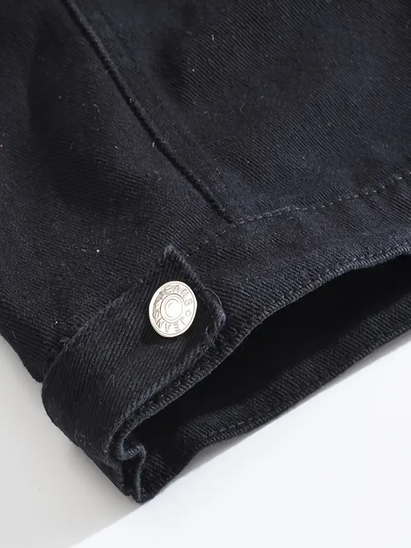 Men's Trendy Denim Vest with Rivet Accents - Casual Motorcycle Style, Cotton Blend, Non-Stretch Fabric, Sleeveless