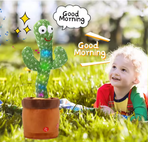 Dancing Cactus Repeats What You Say Electronic Plush Toy with Lighting Singing Cactus Recording and Repeat Your Words for kits