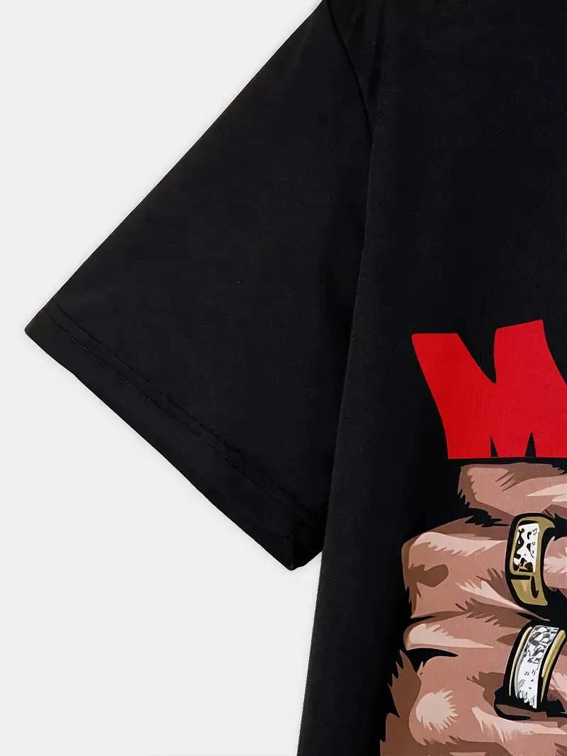 Make Money" Graphic Men's T-Shirt - Casual & Comfortable Summer Tee, Breathable Polyester, Machine Washable