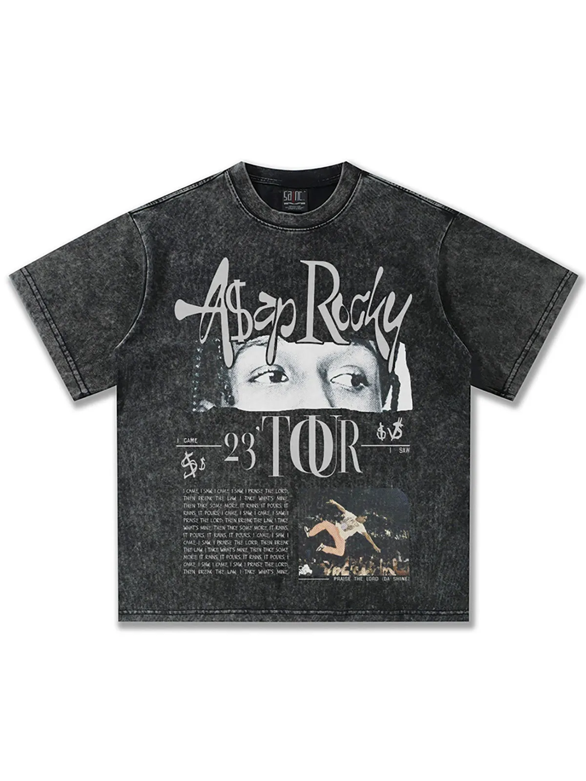 American street washed old heavy fashion brand T-shirt direct spray print short sleeve