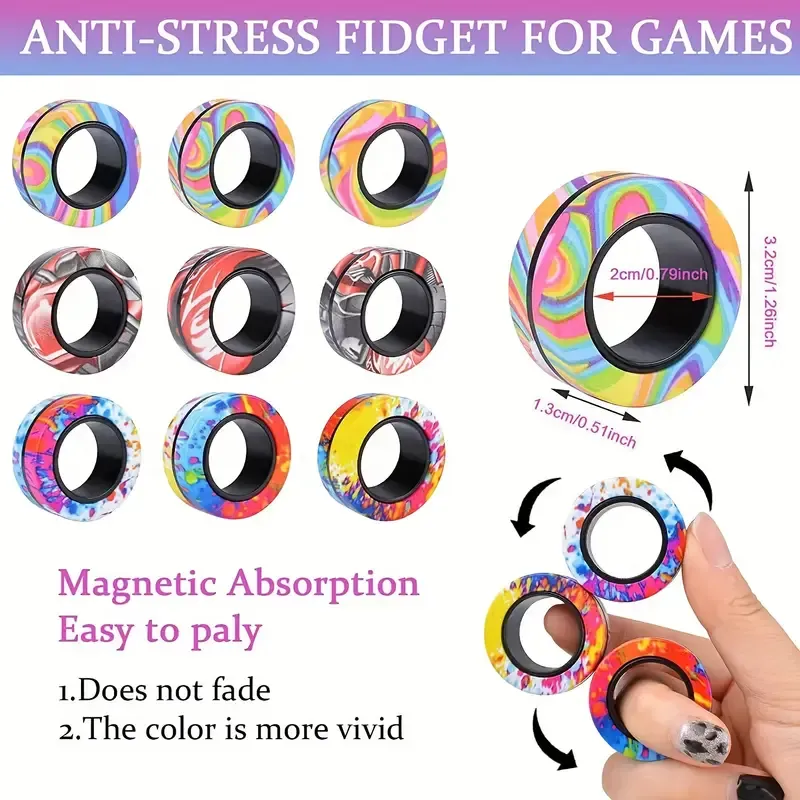 Decompression Magnetic Finger Ring Ring Fidget Magnet Toys Halloween Thanksgiving Day Christmas Gift