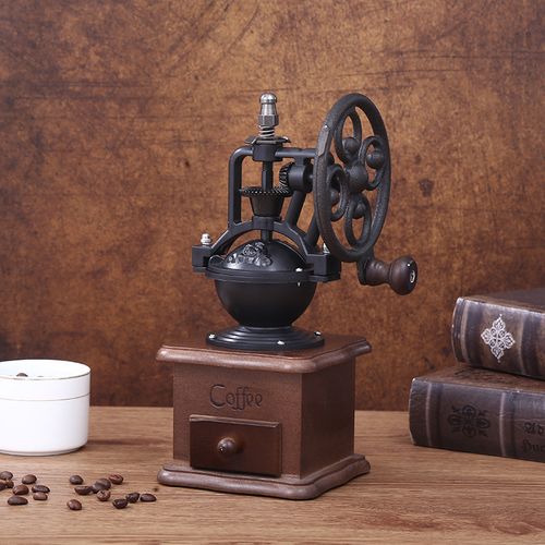 Retro Classic Hand Shake Bean Grinder Portable Adjustable Coffee Grinder Home Mini Big Wheel Manual Coffee Machine Gifts To People