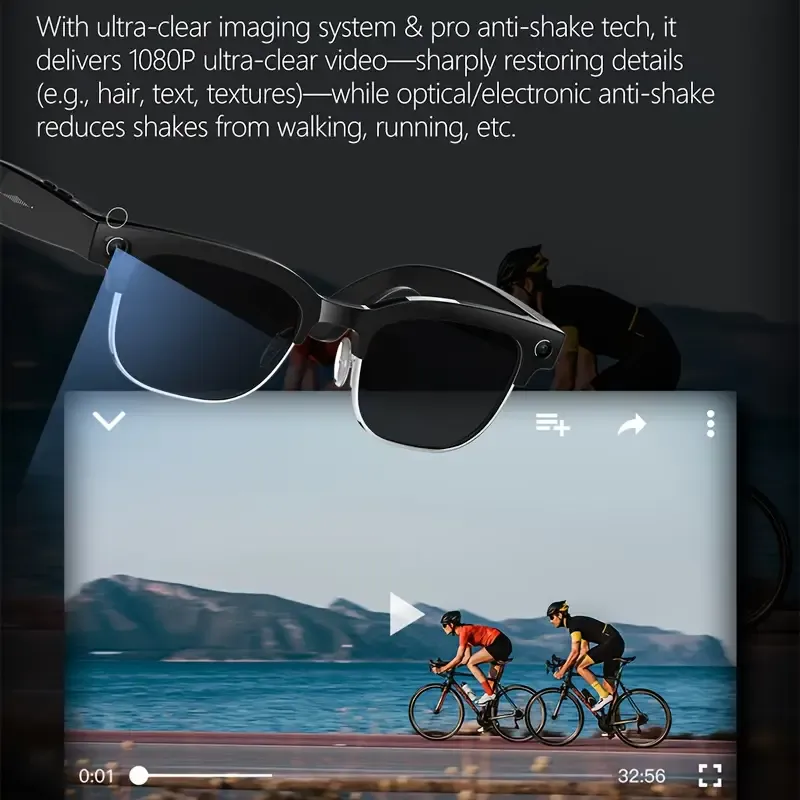 Smart Glasses with, Real-Time Translation & 1080P HD Camera - 8MP Ultra-Wide, Dual-Mic Noise Reduction, - ic, Compatible with Smartphones Tablets for Vlogging, Travel, Video Calls & Multi-Language