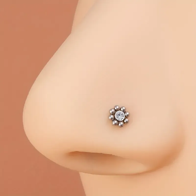 Stainless Steel  Flower Screw Nose Stud
