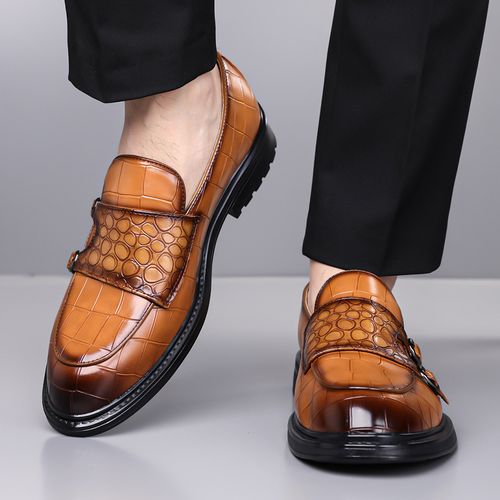 Buckle men's casual British style slip-on leather shoes