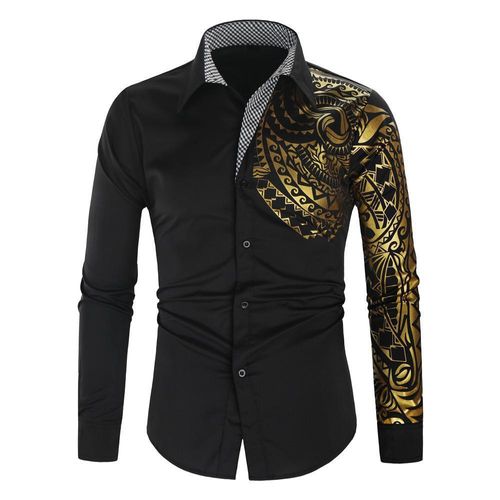 2025 New Fashion Men's 3D Printed Shirt European Size Slim Lapel European and American Men's Long Sleeve Shirt