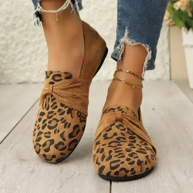 round toe mid-cut slip-on shoes for women