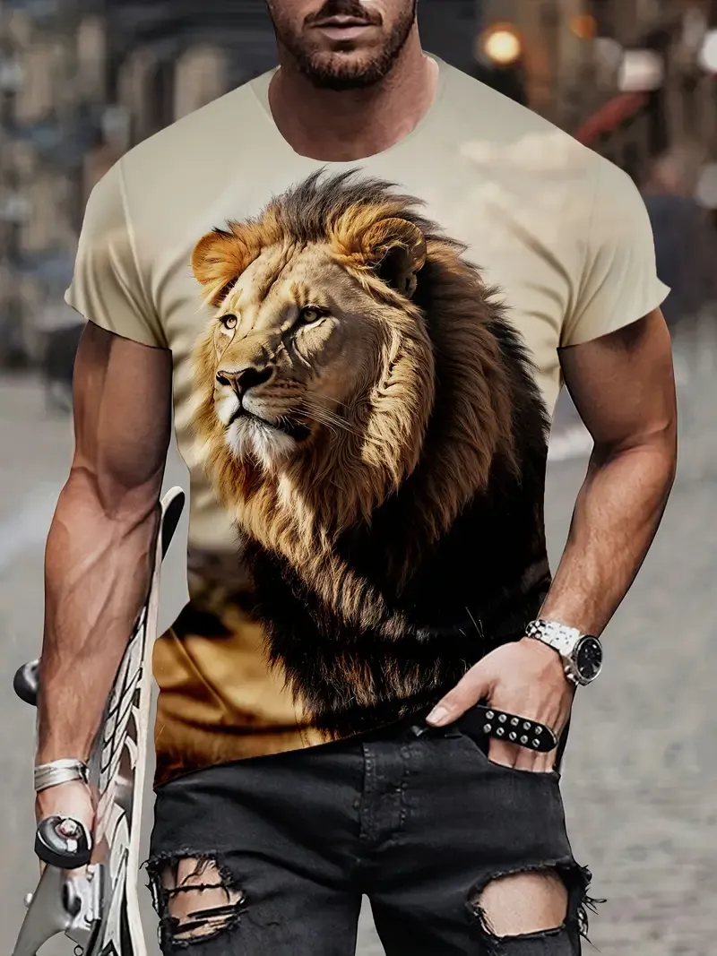 Summer-Ready Lion Pattern Tee