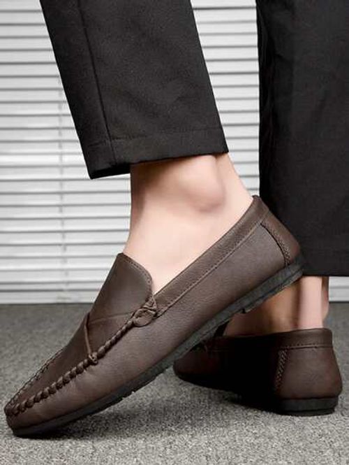 Summer Men's Loafers Men's Leather Shoes Casual Trend Shoes 2025 New Summer Soft-soled Lazy Shoes