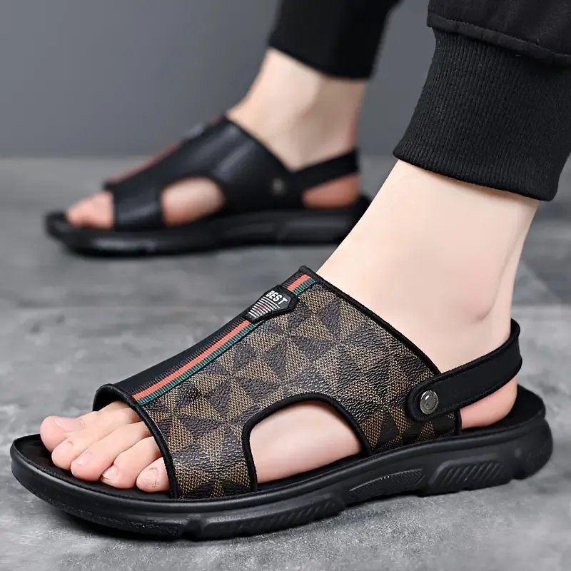 Men's Vintage Open Toe Breathable Sandals, Comfy Non Slip Durable Casual Beach Water Shoes For Men's Outdoor Activities