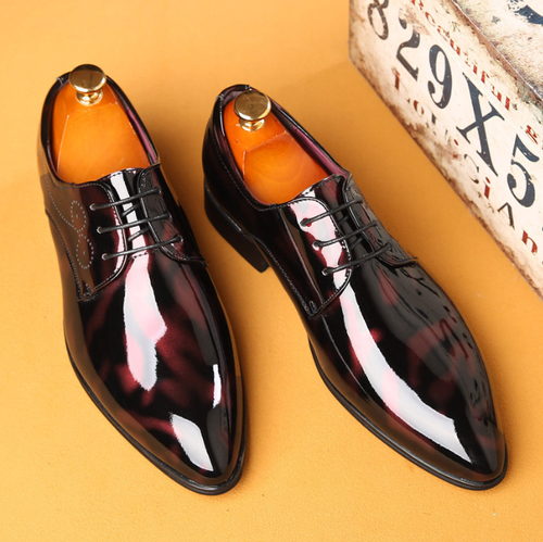 Large size pointed toe leather shoes fashionable lace
