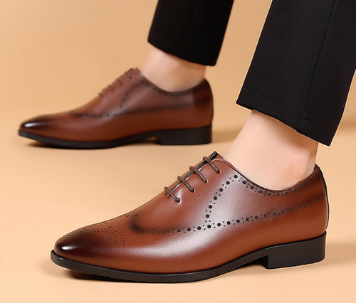 Brown business soft-soled leather shoes