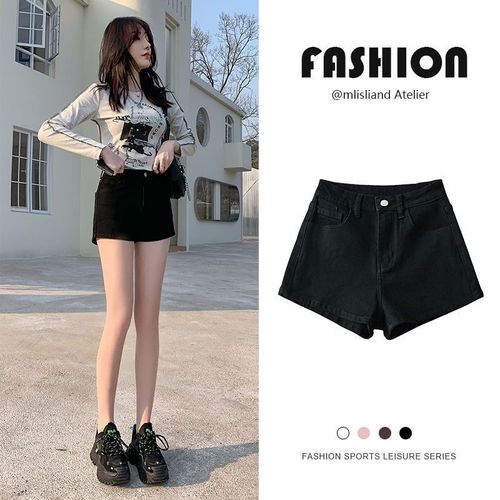 Women's Sexy Black Color Plain Denim Shorts