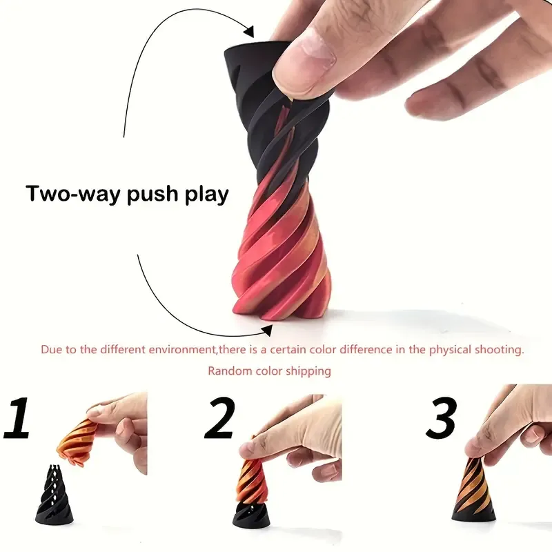 3D Printed Spiral Tree And Carrot Stress Relief Set - Unique Pop Fidget Toy for Adults And Teens - Plastic Material