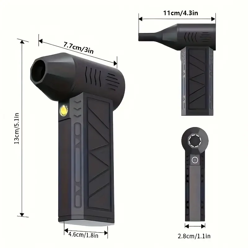 Ultra-Powerful Handheld Fan - 130,000 RPM, USB Rechargeable, Multi-Use for Dust, Snow, BBQ, Pet Hair & Inflation