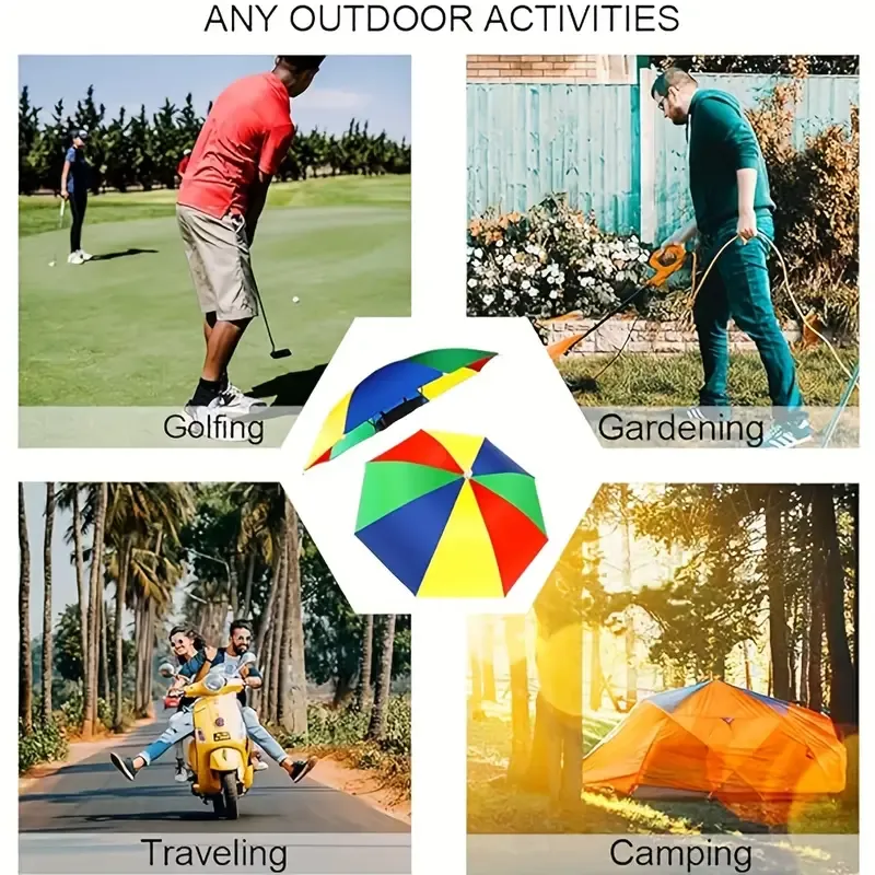 3 PCS Umbrella Hat, Suitable For Camping And Fishing Umbrella Hat, Elastic Headband Umbrella Hat, UV Protection Umbrella Hat