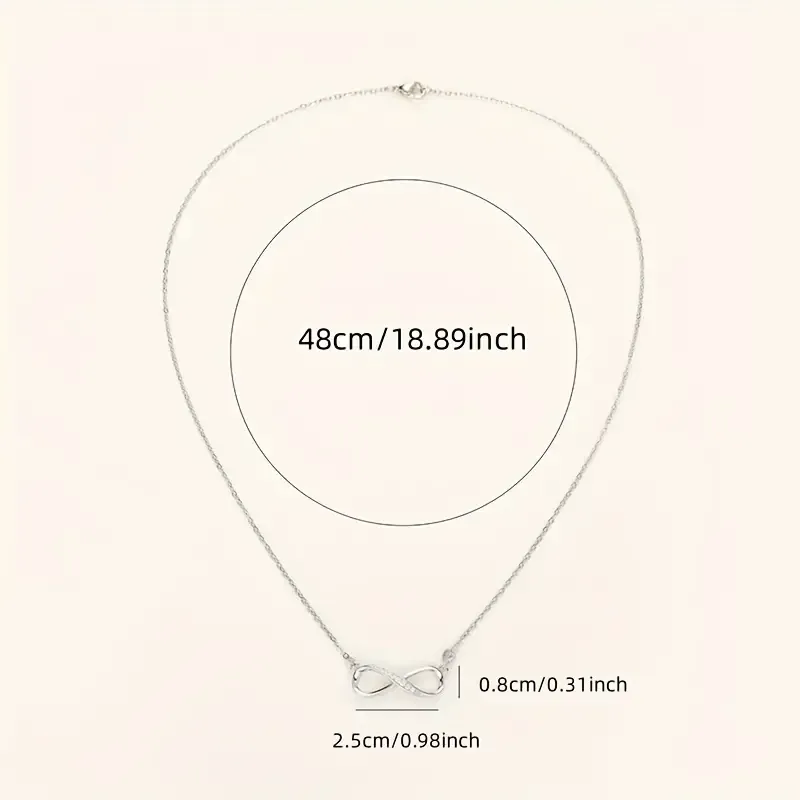Delicate Silver Plated zirconia Infinity Necklace Bridal Wedding Pendant Necklace For Women Anniversary Lover Gift Jewelry