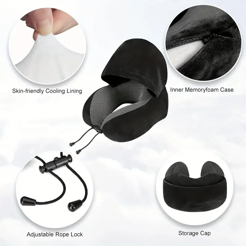 Velvet Memory Foam Travel Pillow