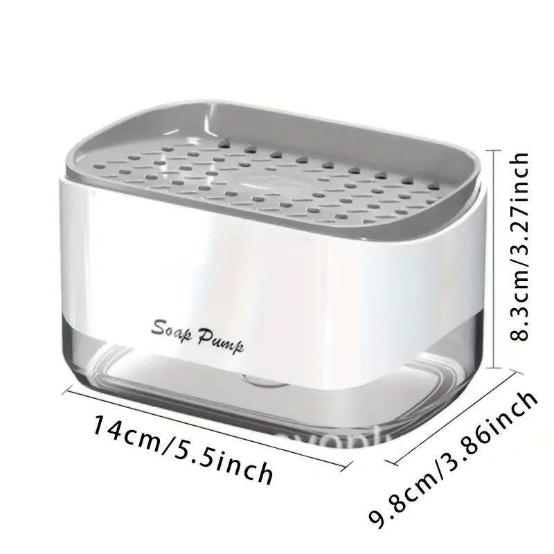 1pc, Press Type Soap Dispenser Box, Multi-functional Sponge Draining Box For Kitchen Cleaning Sponge Scrubbing Detergent Dispenser, Dish Soap Dispenser, Countertop Soap Pump Dispenser, Easy Refill Non-Slip Base, Cleaning Supplies, Kitchen Supplies