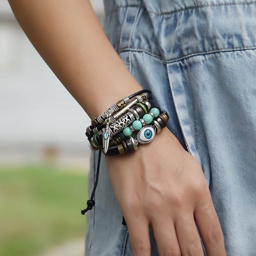 Fashion Turkey Blue Eyes Leather Bracelets