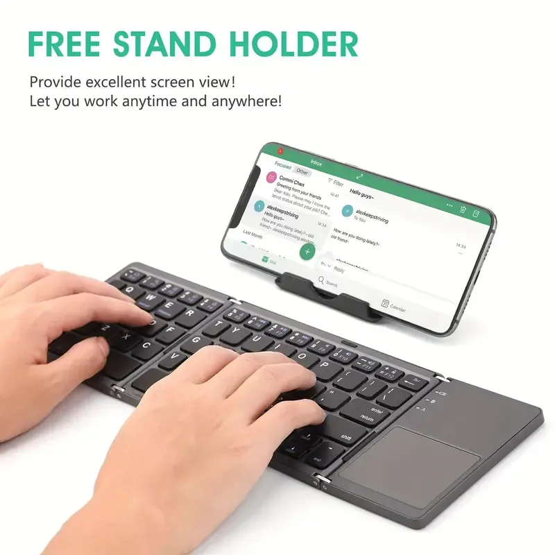 Bi-fold Three Fold Wireless Foldable Keyboard Computer Office Silent Ultra-thin Portable Keyboard Three Systems Universal