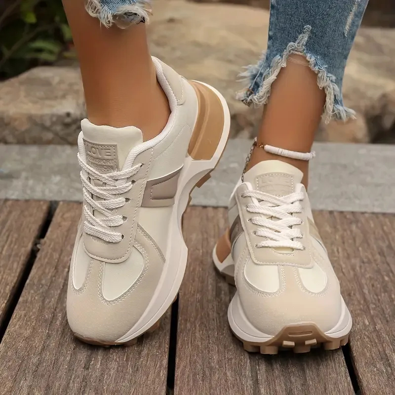 Women's Fashion Sneakers - Versatile Lace-Up Low Tops with Round Toe