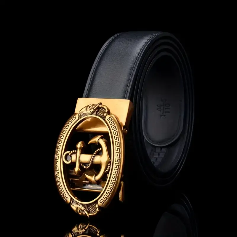 Stylish Nautical Belt With Anchor Buckle, PU Leather Belt, Ideal Valentine's Day Surprise For Him