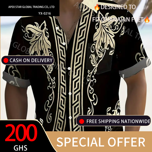 Men's Vintage Design Flower And Geometric Jacquard Print Short Sleeve Button Up Lapel Shirt, Hawaiian Fashion Tops For Summer Street, Casual And Holiday Wear