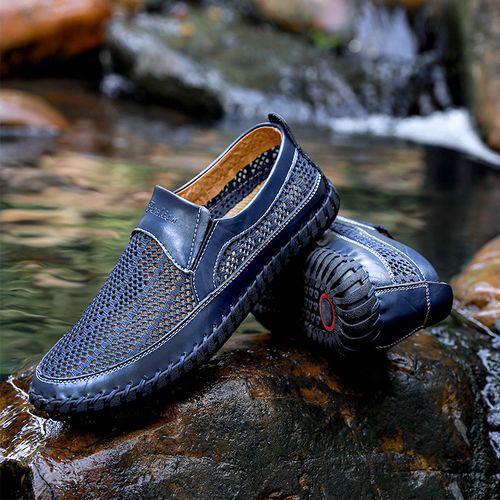 Casual leather shoes, large-sized mesh fabric breathable casual men's shoes