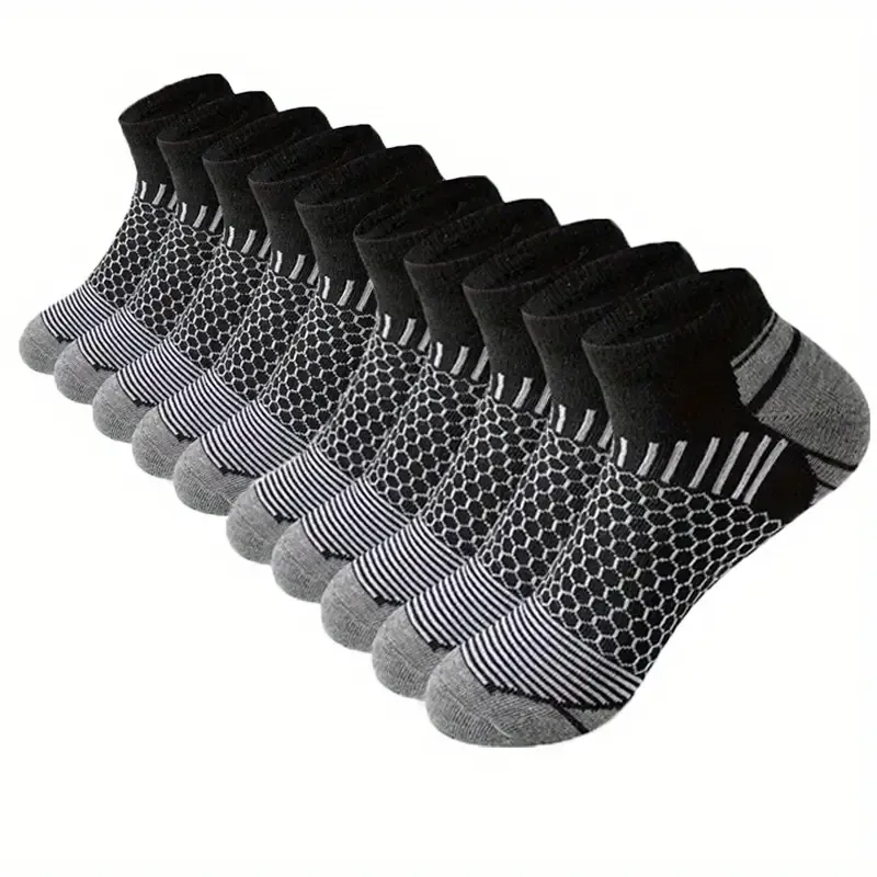 10 Pairs Of Men's Mid Crew Sport Socks, Sweat-absorbing Comfy Breathable Socks For Men's Basketball Training, Running Outdoor Activities