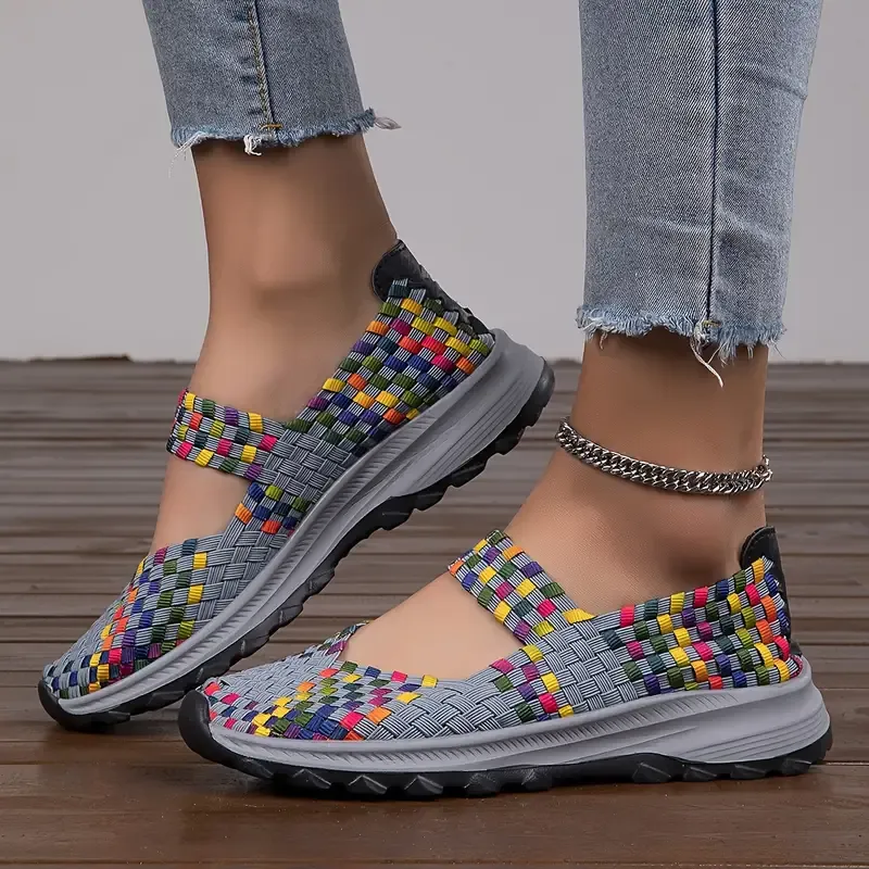 Women's Colorful Braided Cut-out Slip On Shoes