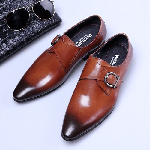 Pointed Toe Business Metal Buckle Men's Shoes