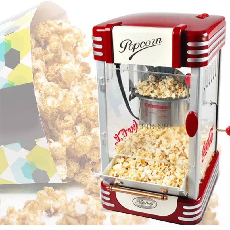 LEWIAO Fully Automatic Retro Electric Popcorn Popper Machine Home Party Tool 220V Pink EU PlugRetro Home Small Electric Popcorn Maker Re