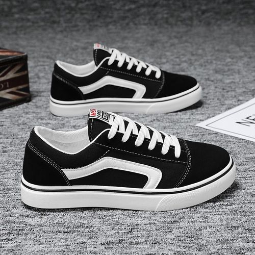 Classic black canvas shoes, men's wear-resistant soft-soled board shoes, simple casual shoes