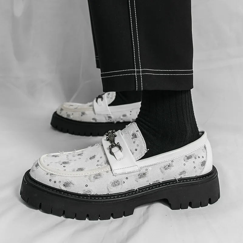 Premium Men's Leather Shoes Spring Casual Pointed-Toe Fashionable Breathable Height-Enhancing Groom's Wedding Shoes