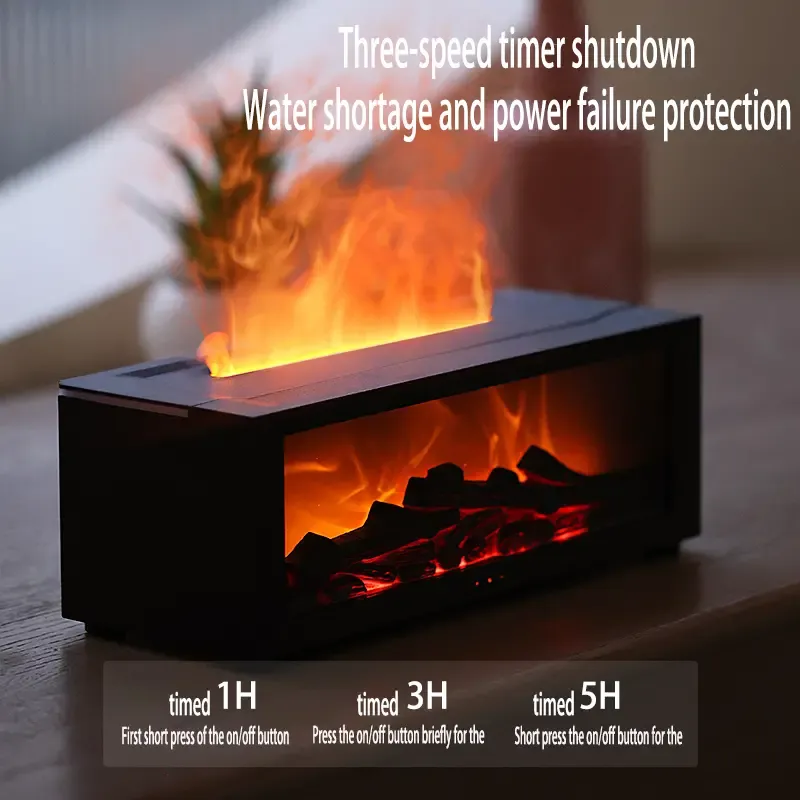 USB Powered Flame Fireplace Diffuser - 1pc Simulated Flame Aroma Humidifier for Bedroom, Home, Office - Long-Lasting Ambient Lighting, Innovative Ice and Fire Effect, Ideal Holiday and Christmas Gift