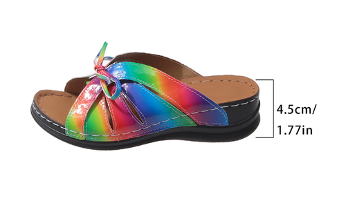 Rainbow Bow Wedge Sandals
