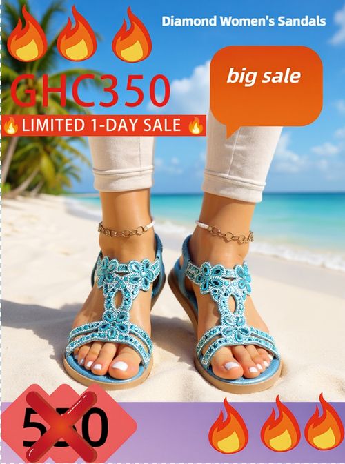 Hollow flat rhinestone fashionable women's sandals