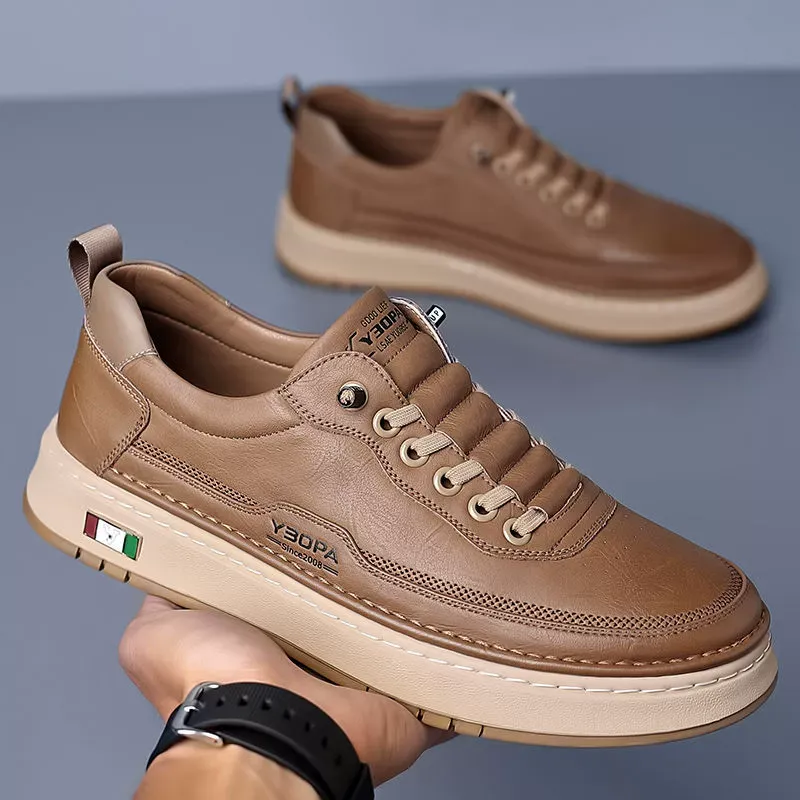 New men's business casual leather shoes men's handmade online large size youth all-match sneakers