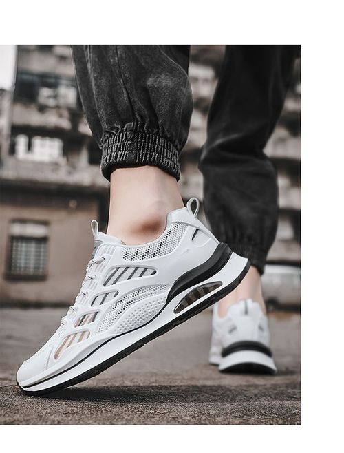 Men's Casual Low Top Lace Up Sport Shoes, Breathable Shock-absorbing Sneakers For Running Training Hiking