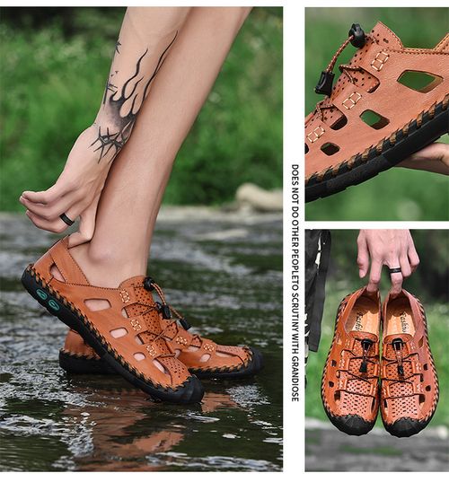 Genuine leather breathable summer outdoo