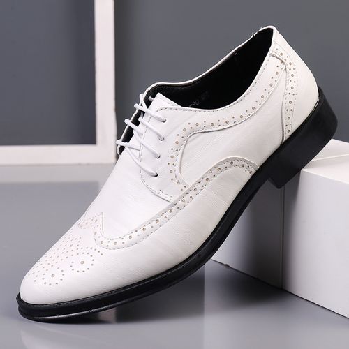 Summer men's leather shoes - men's engraved business formal British style large-sized brogue leather shoes with hollow holes and perforations for men