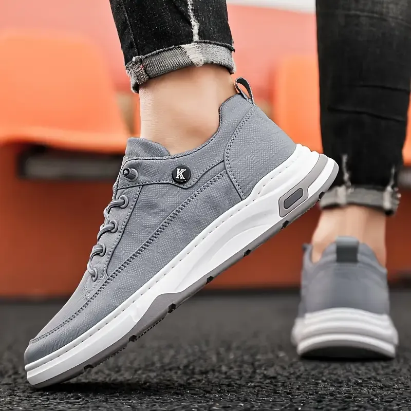 Low Top Sneakers: Casual White Men's Shoes with PU Upper and PVC Sole