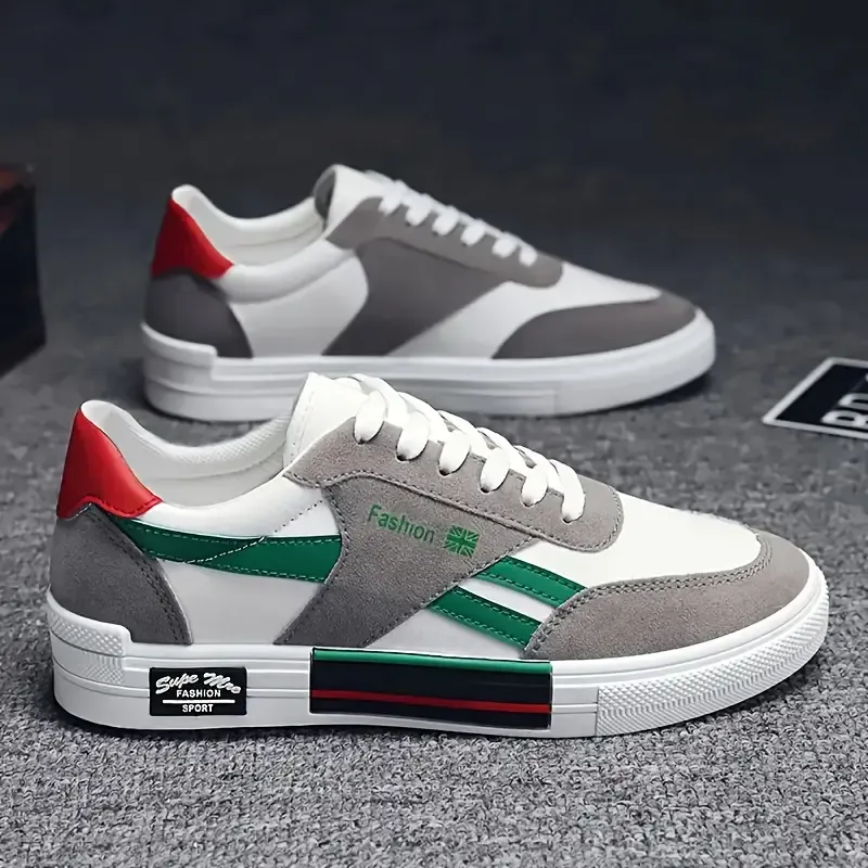 Men's Classic Canvas Skateboard Shoes - Breathable, Anti-Slip, Durable Lace-up Sneakers for Daily Casual Wear, Vintage Fashion Low Top Round Toe with PVC Sole, Fabric Inner & Cloth Insole - Ideal for Spring Fall, Summer & All-Season Outdoor Activities