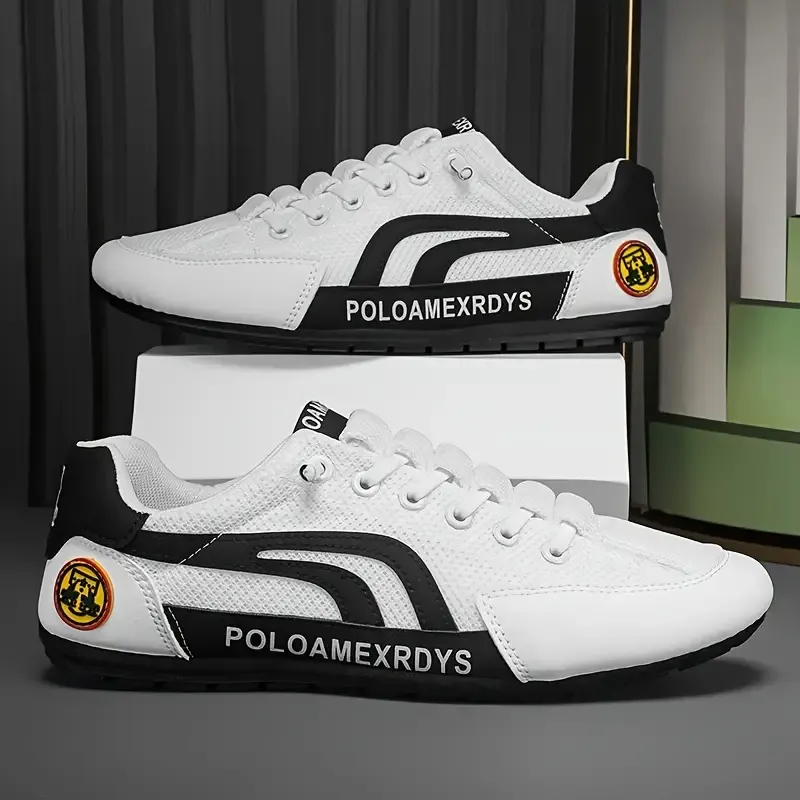 Men's Fashionable Color-Block Low-Top Sneakers - Breathable & Non-Slip Lace-Up Shoes For Outdoor Activities