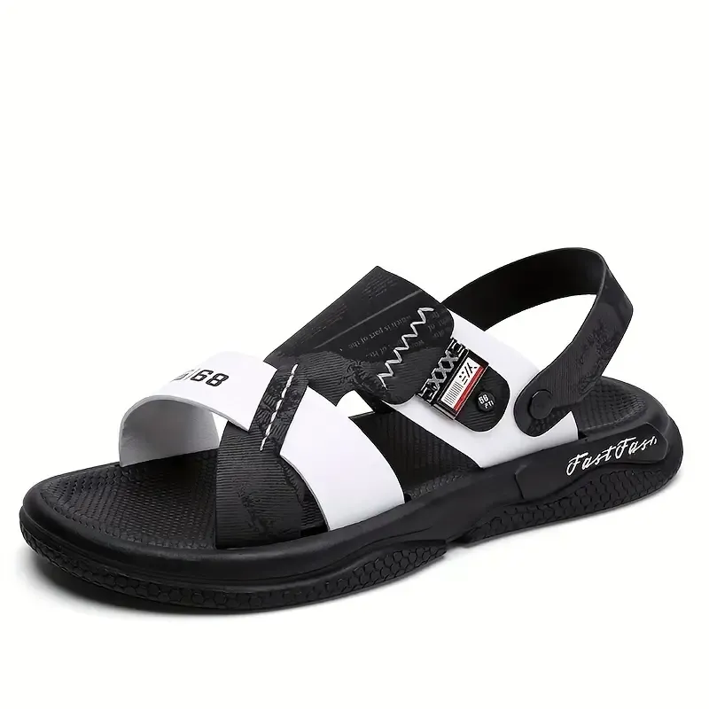Comfy Non Slip Men's Colour Block Open Toe Breathable Sandals, Durable Casual Beach Water Shoes For Outdoor Activities