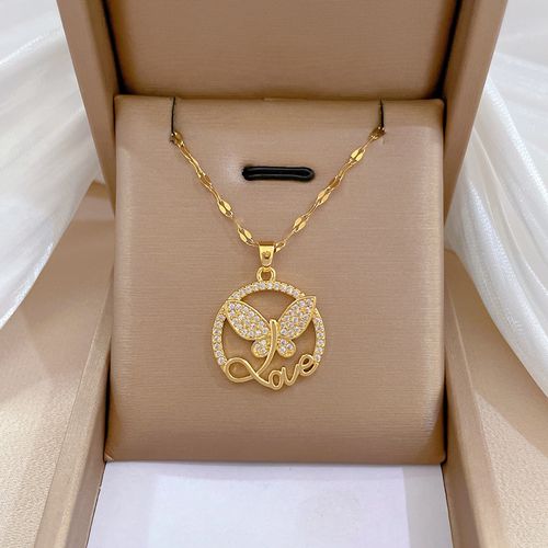 Zircon Mosaic Stainless Steel Butterfly
