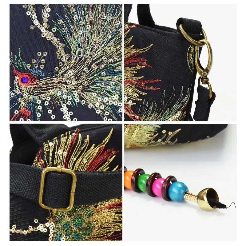 Women's Embroidered Satchel Bag, Fashion Double Handle Purse, Retro Style Handbag With Removable Strap